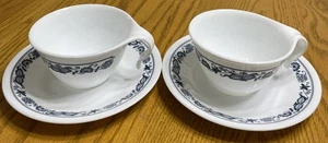 Juego de platillos tazas de café con mango de gancho de cebolla azul casco antiguo Corelle EE. UU./2 de colección - Imagen 1 de 7
