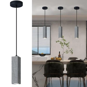 Modern Black Square LED Concrete Pendant Light Kitchen Islandceiling Light Fi... - Foto 1 di 7