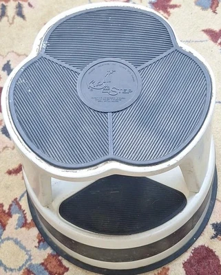 Taburete Kik Kick Step vintage con ruedas beige biblioteca cocina garaje 14" Foto 1 de 4