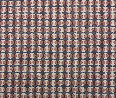 GALBRAITH AND PAUL OVALS OV-614 BLUE NATURAL LINEN DESIGNER FABRIC BY YARD 54"W - Image 1 of 4