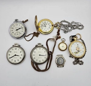 Lot of 6 Pocket Watches and 1 Watch Head for Parts or Repair Various Brands - Picture 1 of 5
