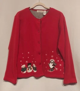 Stephanie Rogers Womens Vintage Red Christmas Sweater/Cardigan Size Large - Picture 1 of 10