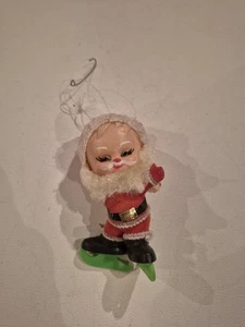 Babbo Natale pattinaggio floccato plastica vintage - Foto 1 di 6