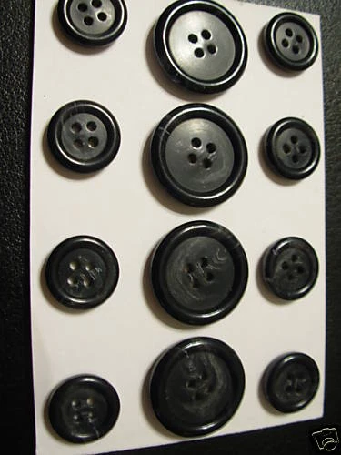 1 Set RALPH LAUREN Blazer SUIT BUTTON 4 hole 24/36 Replacement  Dk Grey 14 pc - Image 1 of 1