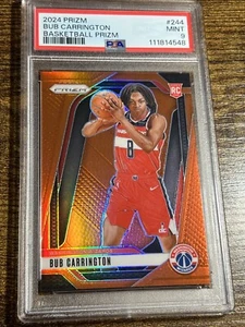 BUB CARRINGTON 2024-25 Prizm Rookie rifrattore pallacanestro rosso /225 #244 RC PSA 9 - Foto 1 di 2