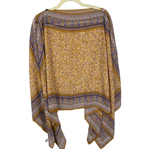 J Jill Paisley Scarf Poncho One Size Earthy Lightweight Flowy Tunic Boho Western - Picture 1 of 6