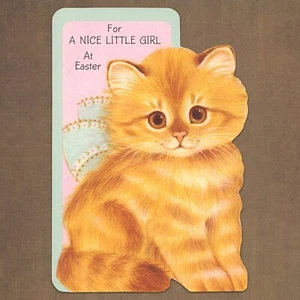 Unused Vintage Hallmark EASTER Card FOR A NICE LITTLE GIRL, Cute Orange Kitten - Picture 1 of 6