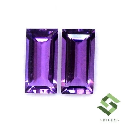 Par de piedras preciosas sueltas certificadas de corte baguette de amatista natural 12x6 mm 5,10 CTS Foto 1 de 4