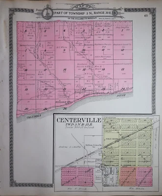 Mapa Plat 1913 3N-20E Twp. CENTERVILLE, KLICKITAT Co. WA / 4N-20E en reverso Foto 1 de 4