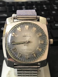 Reloj para hombre Westclox 40 mm electrónico esfera azul acero inoxidable, no funciona (#1842) - Imagen 1 de 9