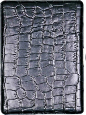 PEARL 9 Kingsize / 100er Zigarettenetui - Leder Croco schwarz - 1seitig - Etui - Bild 1 von 3