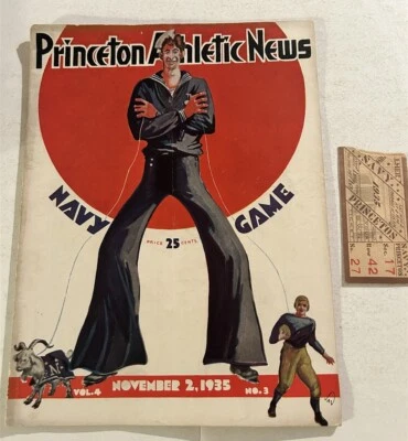 1935 PRINCETON vs NAVY Midshipman Program + GAME TICKET Palmer Stadium CONSTABLE - Image 1 of 4