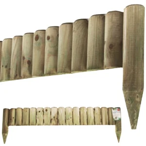 1M Wooden Fix Picket Log Border Fence, Garden Fence Panels Outdoor Lawn Edging - Picture 1 of 10