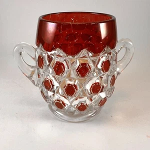 Spooner 1890er Doppelblock Hexagon Rubinrot Geblitzt US Glas Open Spooner - Bild 1 von 9