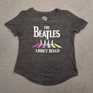 The Beatles Abbey Road T-Shirt Womens S Gray Rainbow Crosswalk Graphic Tee - Picture 1 of 9