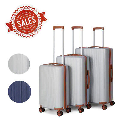 3 Piece Luggage Set Carry-On Travel Trolley Suitcase ABS Spinner Hardside W/Lock • 110.99$