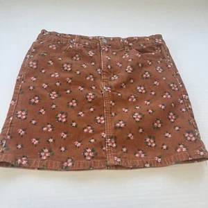 Art class peach corduroy skirt Pink Floral girls size XL 14/16 adjustable waist - Picture 1 of 8