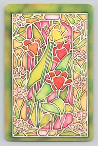 Tarjeta intercambiable vitral rosas tulipanes flores tres de corazones tarjeta de juego individual - Imagen 1 de 2