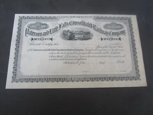 1890's PATERSON and LITTLE FALLS RAILWAY - Stock Certificate - Unissued - N.J. - Picture 1 of 1