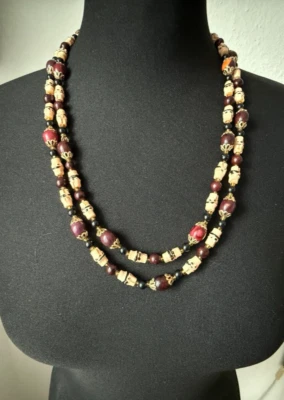 doppelreihige / lange Halskette bunt Vintage Modeschmuck Nachlass Second Hand - Bild 1 von 4