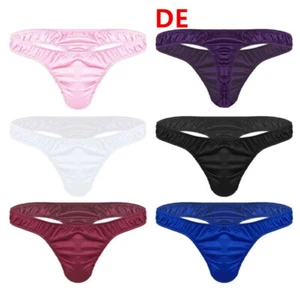 DE Herren Sissy T-Back Thong Gay Tanga Sexy Seide Unterwäsche Low Rise Dessous - Picture 1 of 107