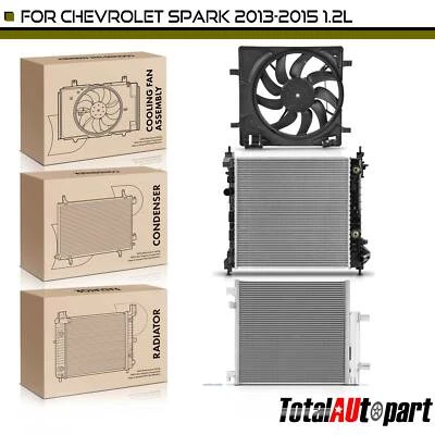 Radiator & A/C Condenser & Cooling Fan Kit for Chevrolet Spark 2013-2015 1.2L - Image 1 of 4