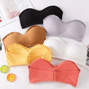 Invisible Push Up Bra Womens Underwear Lingerie Strapless Seamless Tube Top Soft - Picture 1 of 18