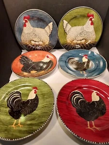 Warren Kimble Chicken Rooster Plates Vintage "ROOSTER" 1999 & "Henny Penny" 2000 - Picture 1 of 11