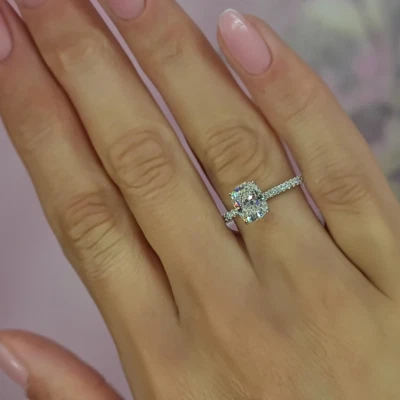  Platinum Engagement Ring PT950 IGI Lab Created 1.90 Carat Cushion Diamond  - Image 1 of 4