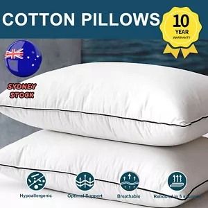 2x Hotel Quality Bamboo Pillow Breathable Home Pillows Queen Size Medium Firm - Picture 1 of 11