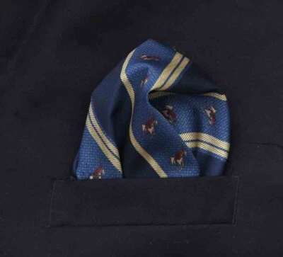 Gascoigne Repp Stripe + Polo Player Pocket Square Blue Gold Red Men's - Image 1 of 4