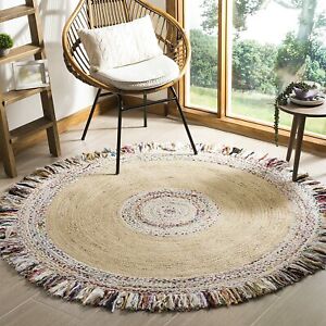Rug 100% Natural Jute & Cotton Hand Braided style Modern home Decor Outdoor Rugs