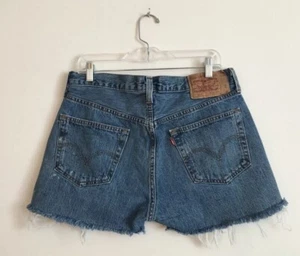 Levi’s 501 High Waisted Denim Jean Cut Off Cutoff Shorts 34” Waist - Picture 1 of 6