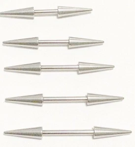 PAIR 1/2" Tapered Spikes Nipple Barbells. Surgical Steel 316L. 5 Lengths. - Picture 1 of 17