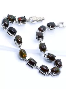 echtes Schwarzes Edelopal Armband 925 Sterling-Silber Opal Edelsteine 19 cm - Bild 1 von 8