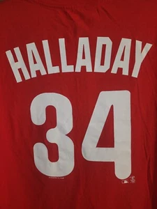 Philadelphia Phillies Roy Halladay Xl Mens Red Double-sided Graphic Logo Tshirt - Picture 1 of 11