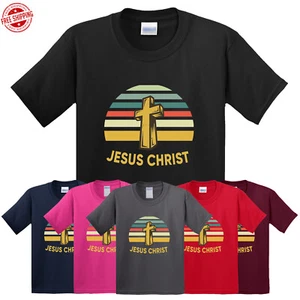 Jesus Cross Kids T-Shirt Religious Christ Christianity Bible Faith New Gift Tee - Picture 1 of 14