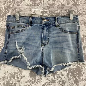 Celebrity rosa Distressed Denim Jeans Booty Shorts abgeschnitten Damengröße 7/28 - Bild 1 von 16