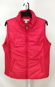 Liz Claiborne Womens Ladies Red  Quilted Zip Up Front/ Zip Pockets Vest Size L - Picture 1 of 5