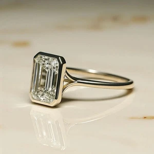 Anillo de moissanita de 2 quilates de plata de ley 925 gema real todos los tamaños joyería de regalo - Imagen 1 de 7