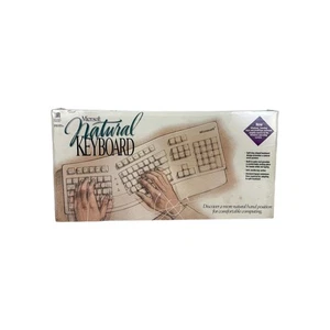 Vintage 1990s Microsoft Ergonomic Natural PS/2 Keyboard ~ FACTORY SEALED IN BOX - Picture 1 of 8