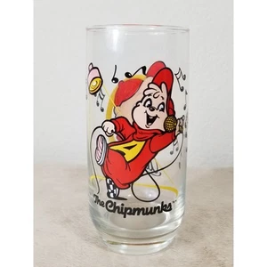 Alvin The Chipmunks Clear Glass Tumbler 16oz Drinkware 6" Year 1985 Vintage - Picture 1 of 13