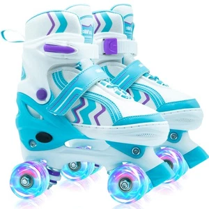 Kids Roller Skates for Boys and Girls Adjustable Sky Blue Skate with All Ligh... - Picture 1 of 6