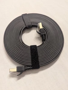 Cat 8 Ethernet Cable - 15ft Flat Ethernet - Qing Caoqing Brand - Male To Male - Picture 1 of 6