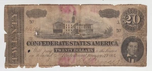 1864 Confederate States of America $20 Twenty Dollar Bill – Richmond, T-67 - Picture 1 of 2