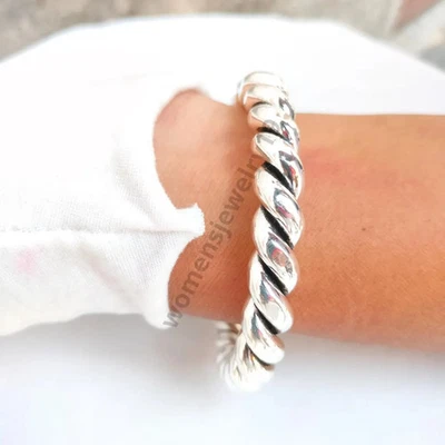Pure 925 Silver 10mm Rope Twist Bangle Woman Bracelet Heavy Twisted Bangle State - Image 1 of 4