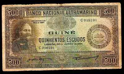 PORTUGAL PORTUGUESE GUINEA ( BISSAU ) P42 - 500 ESCUDOS - 1964 - VG /FINE - RARE - Image 1 of 2