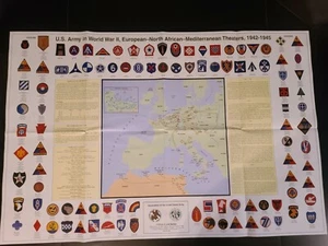 World War II Division Patches And European Theatre Map 36" X 24" Poster - Picture 1 of 12