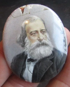 plaque en émail sur cuivre 19 éme portrait homme 1875 Blanche Ballue-Genevay - Picture 1 of 6