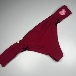 Victoria’s Secret PINK Vintage Low Rise Thong Panty Black Bows Ruching NWT - L - Picture 1 of 8